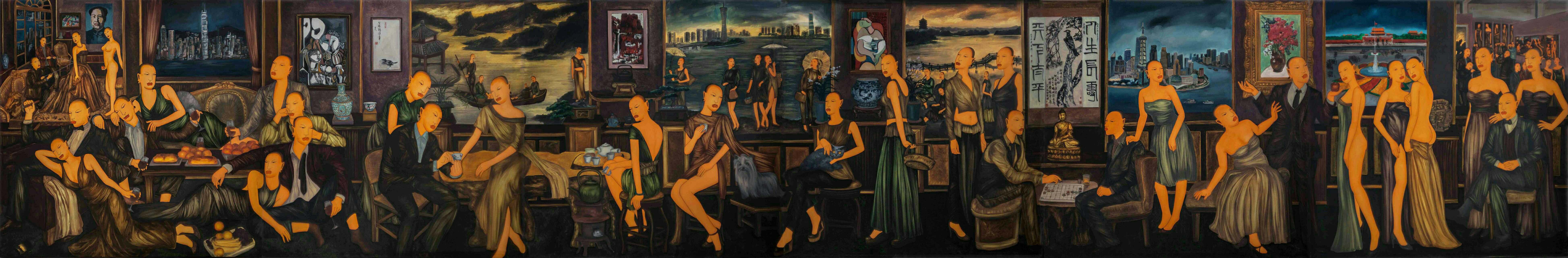 踏春圖,200X1200CM,2014~2016